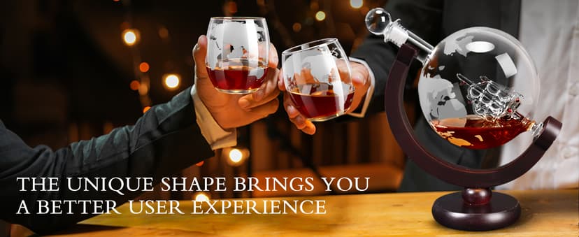 Whiskey Decanter Sets for Men, Whiskey Decanter Globe Set with 2 Etched Globe Whisky Glasses for Liquor, Bourbon, Cocktails, Vodka, Scotch liquor decanter Sets - 850ml