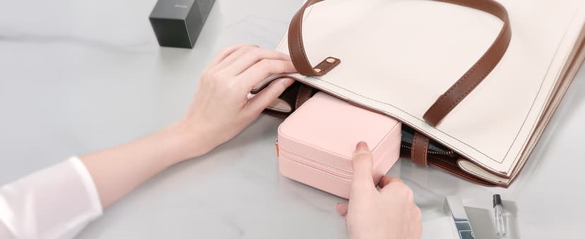 Vlando Travel Jewelry Case - Teacher Appreciation Gifts - Small Jewelry Travel Organizer Box Travel Essentials Christmas Gift for Women Girl - Pink