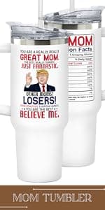 Gifts for Mom from Daughter Son - Christmas Gifts for Mom Wife - Birthday, Christmas, Valentines Day Gift for Moms - Gift for Mama, Moms, Mother - 20 Oz Stainless Steel White Tumbler