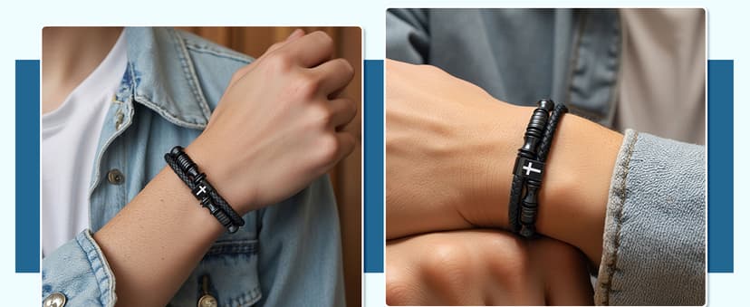 UNGENT THEM Joshua 1:9 Encouraging Christian Birthday Gifts for Boys Teens Men, Bible Verse Leather Cross Bracelet