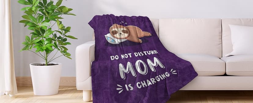 Funny Gifts for Mom Christmas, Mom is Charging Sloth Blanket, Birthday Gifts for Moms from Daguther Son, Moms Gift for Mothers Day, Soft Sloth Throws Blanket for Mother 60" x 50"