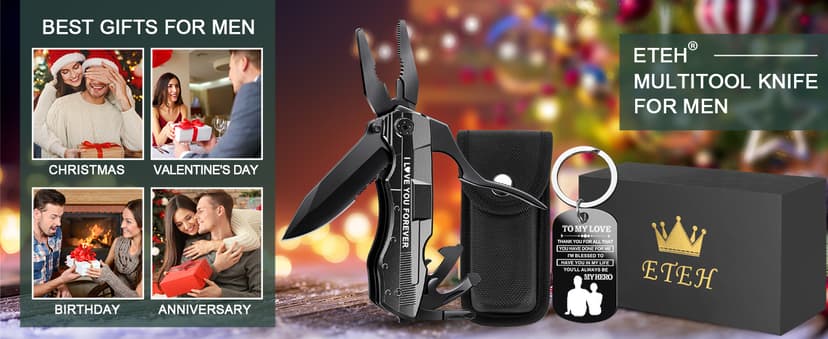 Gifts for Boyfriend Husband,Multitool Pocket Knife "I LOVE YOU",Anniversary Birthday Christmas Valentines Day Gifts for Him,Unique Camping Hunting Cycling Gift Ideas for Men