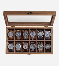 SONGMICS SONGMICS 12-Slot Watch Box, 2-Tier Watch Display Case with Large Glass Lid, Removable Watch Pillows, Velvet Lining, Jewelry Box, Gift Idea, Rustic Walnut UJOW012K01