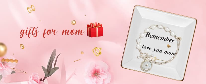 Ceramic Jewelry Tray for Mom: Christmas Gifts for Women Wife Grandma.Trinket Tray Dish Decorations for Rings Earrings Necklaces Bracelet, Mothers Day Birthday Gifts for Women Mom Sister Friends