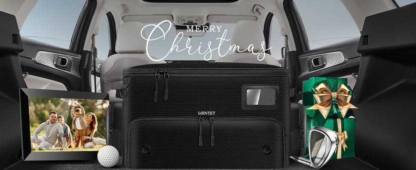 Golf Trunk Organizer, Waterproof Car Golf Locker with Separate Ventilated Compartment for 2 Pair Shoes, Golf Storage for Balls, Tees, Cap, Clothes, Gloves, Accessories, Gifts for Men, Women