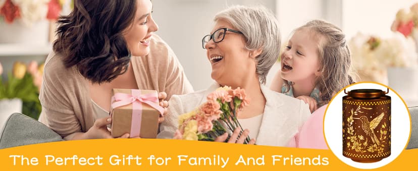 Hummingbird Solar Lanterns Garden Decor Birthday Gifts for Women Mon Grandma Metal Hanging Solar Lights Waterproof Outdoor Decoration for Outside LED Lanterns for Yard Patio Lawn Pathway Landscape