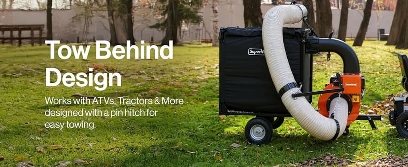 SuperHandy Towable Leaf and Lawn Vacuum – 180 Gal Collection, 15HP Electric Start Engine, Serrated Impeller, Pin-Hitch, One-Hand Dump, 13 in. Wheels