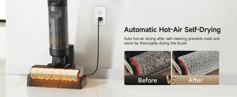 DREAME H12 PRO Vacuum Mop, Wet Dry Vacuum Cleaner for Hard Floor, Vacuum and Mop at The Same Time for Wet & Dry Messes, Auto Self-Cleaning, Edge to Edge Cleaning with Hot Air Drying