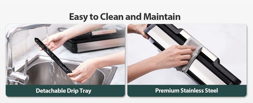 95kPa Vacuum Sealer Machine with AquaLock Technology, for Moist Seals, 2X Seal & 130W, Fully Automatic Food Sealer, Built-In Cutter, Bag Storage & Hose, Precision Sealing, 2 Bag Rolls,Stainless Steel