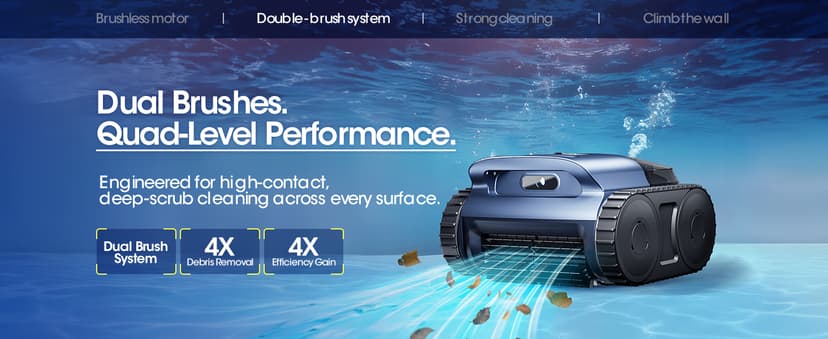 Cordless Robotic Pool Vacuum, Pool Cleaner with Track Drive & Sonar Navigation, 180W Brushless Motor, Wall & Waterline Climbing, 150-Min Runtime, for Inground & Above-Ground Pools up to 2150 Sq. Ft.