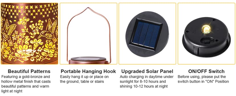 Christmas Gifts for Women, Hummingbird Solar Lanterns Outdoor Waterproof, Garden Decor Birthday Gifts for Women Mom Grandma Sister, Metal Hanging Solar Lights Outside Decorative for Backyard Patio