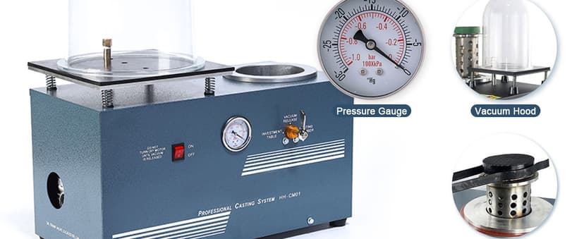 HAADID Vacuum Investing Casting Machine 2L - Vacuum Casting Machine with 3 CFM Pump & Bell Jar for Jewelry Casting Molds Processing 110V CM01
