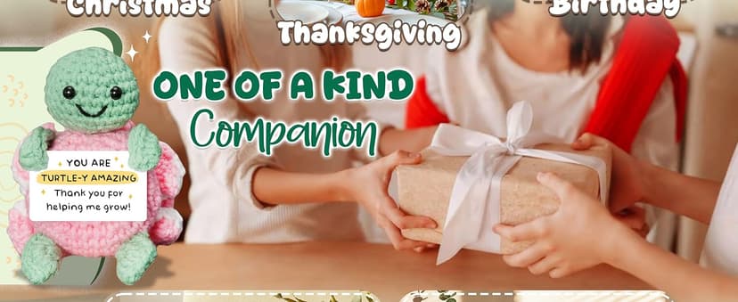 HEXMOZ Christmas Teachers Gifts for Women, Daycare, Preschool, Kindergarten - Thank You for Helping Me Grow Appreciation Gift Ideas - Cute Handmade Turtle Crochet Emotional Support with Positive Card