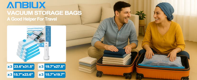 Vacuum Seal Bags for Clothing Travel, 12 Pack Vacuum Storage Bags for Clothes with Portable Electric Pump, Space Saver Bags for Luggage Traveling and Clothing