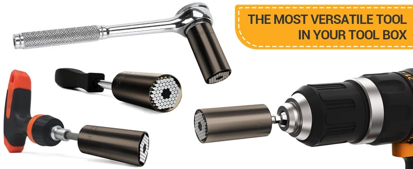 Stocking Stuffers for Men Adults Tools, Super Universal Socket Gifts for Men Grip Socket Set with Power Drill Adapter, Cool Gadgets Christmas Gift for Dad Men Husband Boyfriend Him Who Have Everything