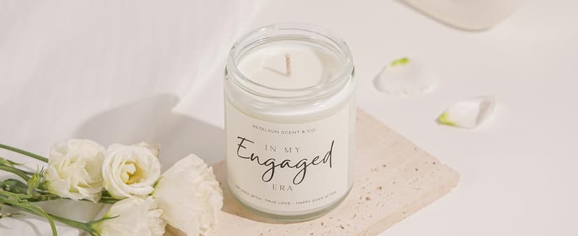 Engagement Gifts for Couples – Lavender Scented Candle for Relaxation & Stress Relief (7oz) – Just Engaged Gifts for Her, Bride to Be, Fiance, Engagement Party Decorations, Handmade