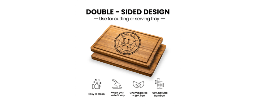 Personalized Cutting Board Wedding Gift - Custom Wood Wedding Registry Gift, Personalized Bridal Shower Gifts for the Couple, Engraved Charcuterie Board, 50th Anniversary Monogram Cutting Board