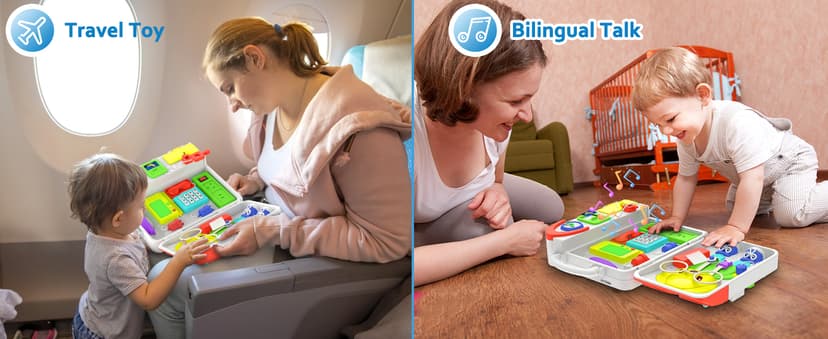 Toddler Toys for 1-2 Year Old Boy, Musical Montessori Busy Board, Early Educational Toy for Toddlers 1-3, Motor Skills Developmental Toy for 12-18 Month Age, Birthday Gift for 1+ Year Old Boy Girl