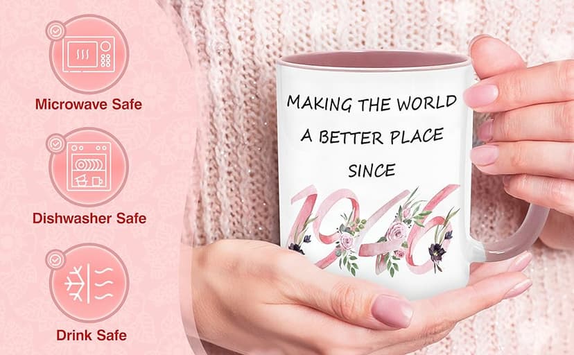80th Birthday Gifts for Women Her, 1945 Vintage Birthday Coffee Mugs with Silicone Coaster, Fabulous 1945 Gifts Ideas for 80 Years Old Women Mom Sisters Grandma