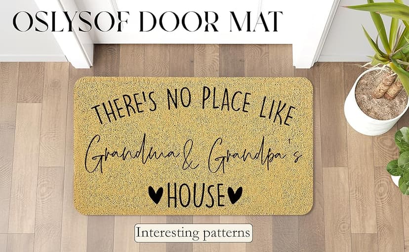Grandma Grandpa Gifts Door Mat, Grandma and Grandpa's House Funny Doormat for Front Door Indoor Outdoor Porch Entrance Entryway, Gifts for Grandparents Welcome Mat Outside, 17x30 Inches