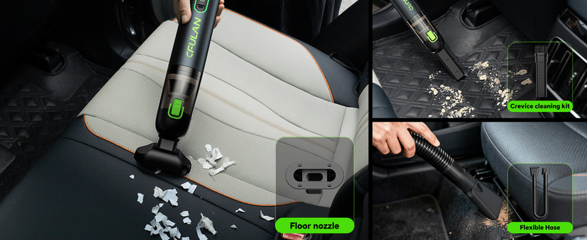 Car Vacuum Portable Cordless, 21KPa 4-in-1 Handheld Mini Vacuum Cleaner with 8 Attachments, 3 Suction Modes, One-Touch Empty, Type-C Charge, Hand Vacuum for Car, Home, Keyboard, Small Job