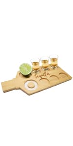 Tequila Shot Board Shot Glasses Serving Tray with Salt Rim Funny Shot Glasses Holder,Tequila Gifts for Housewarming,Liquor, Parties,Bar,Restaurant
