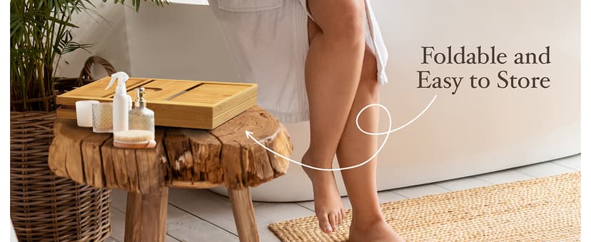 Bathtub Tray - Expandable Bamboo Bath Tray for Tub with Wine Glass Holder, Book & Tablet Stand - Wooden Bathtub Caddy Tray Table for Bathroom Accessories, Spa Relaxation, Housewarming & Wedding Gift