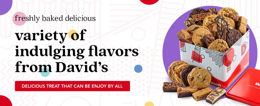 David's Cookies 5lb Assorted Cookies & Brownies Tin Gift Basket – Fresh-Baked Delicious Gourmet Treats for Sharing | Ideal Party Pack Gift Basket for Family, Friends, Holidays, & Special Occasions