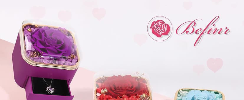 Beferr Birthday Gifts for Women Mom Preserved Real Rose with Necklace Eternal Roses Fresh Flowers for Delivery Prime anniversary Purple Gifts for Grandma Wife Daughter Sister