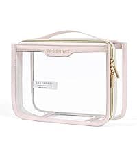 BAGSMART Travel Toiletry Bag, Lightweight Large Wide-open Travel Bag for Women, Puffy Cosmetic Makeup Bag Organizer with Handle for Accessories,Essentials, Toiletries, Dark Pink