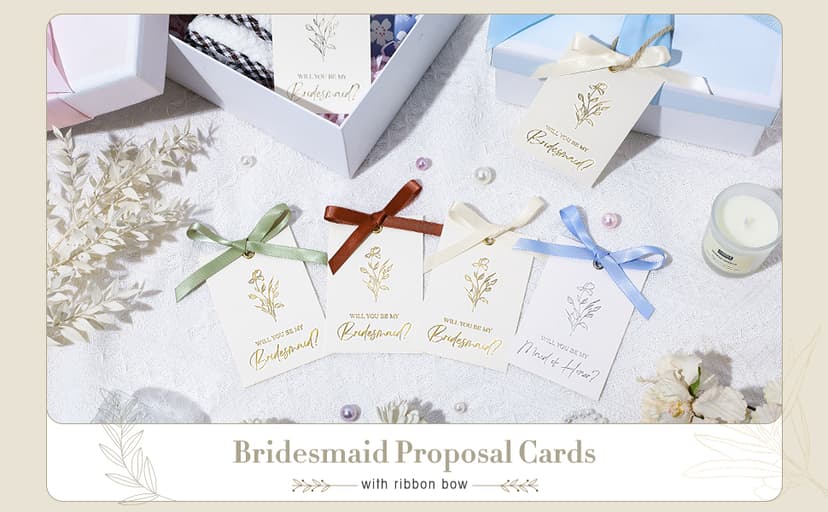 11 Pcs Bridesmaid Proposal Card with Ribbon Bow Floral Metallic Bridal Gift 8 Will You Be My Bridesmaid 2 Maid of Honor 1 Matron of Honor Invitation for Bridal Shower(White, Sage Green)