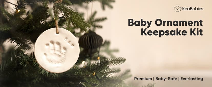 Baby Hand and Footprint Kit Girls, Boys - Personalized Baby’s First Christmas Ornament Kit, Newborn Christmas Gifts for New Mom, Cute Shower Gifts, Easy to Use Handprint Ornaments(Gold Paint, Cherish)