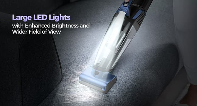 Pet Hair Handheld Vacuum Cordless: 20000PA High Power Car Vacuum with Motorized Brush and LED Light, Rechargeable Hand Held Vacuum Cleaner with Reusable Filter for Car, Home, Office & Pet, Blue