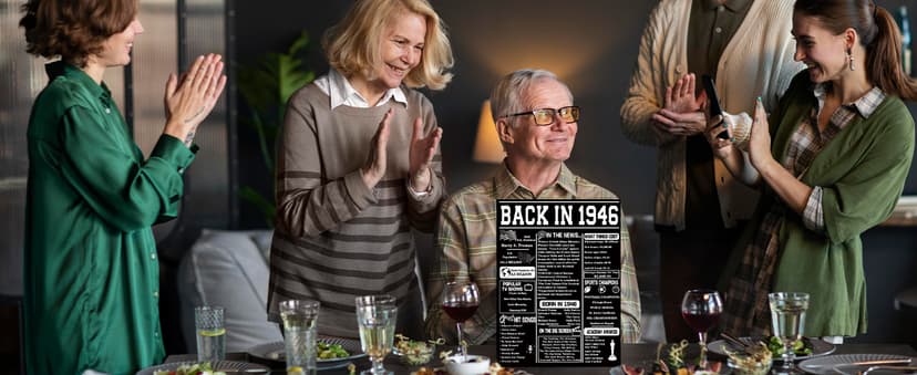 Asmallgf Happy 80th Birthday Gifts for Grandpa Grandma, Giant Big Eighty Years Old Bday Card for Women Men, Vintage 80 Husband Wife Bday Decorations