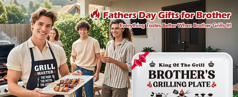 Brother Gifts for Birthday Christmas Valentines Day Fathers Day,Funny BBQ Grilling Platter with Apron Set Gifts for Little Big Adult Brother in Law from Sister