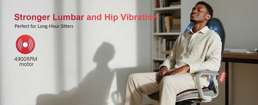 COMFIER Back Massager Seat Cushion with Heat,10 Vibration Motors, Massage Chair Pad,Chair Massager for Pain Relief at Office/Home,Christmas Gifts for Men Women