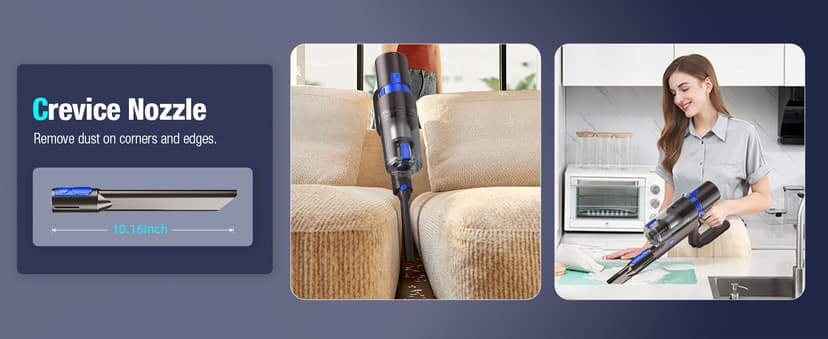 Cordless Vacuum Cleaner, 550W 45KPA 50Min Vacuum Cleaners for Home, Self-Standing Stick Vacuum with Touch Screen, 3 Power Modes, Rechargeable Battery, Handheld Vacuum for Pet Hair Carpet Floor