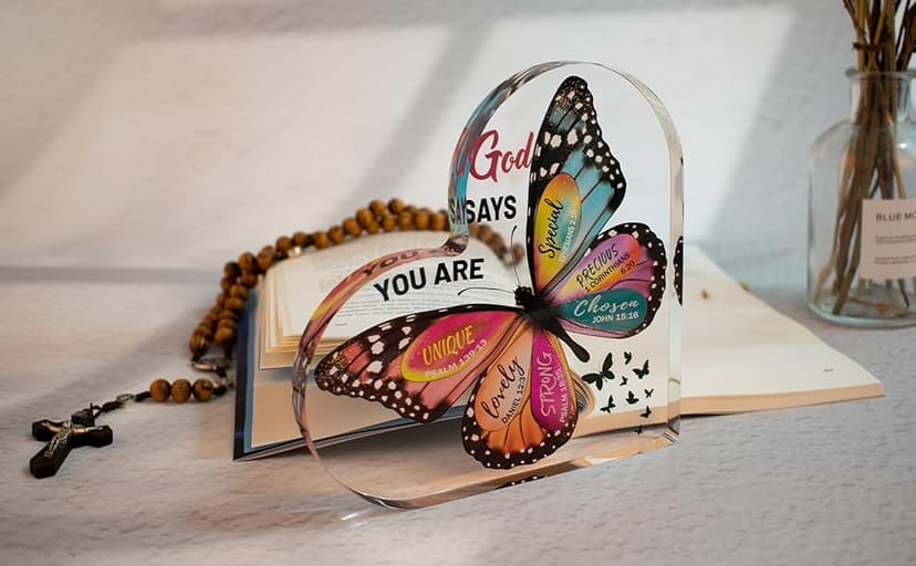 Christian Gifts for Women Birthday, Butterfly Inspirational Gifts for Friends, Mom, Sister, Girl, Female Coworker, Christian - Religious Spiritual Gift, Home Decorative Signs