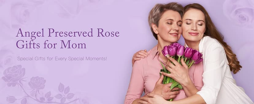 Gifts for Women Birthday Preserved Rose Forever Flower in Glass Angel Figurines Fresh Flowers for Delivery for Mom Real Colorful Roses for Grandma Sister Wife Her from Daughter