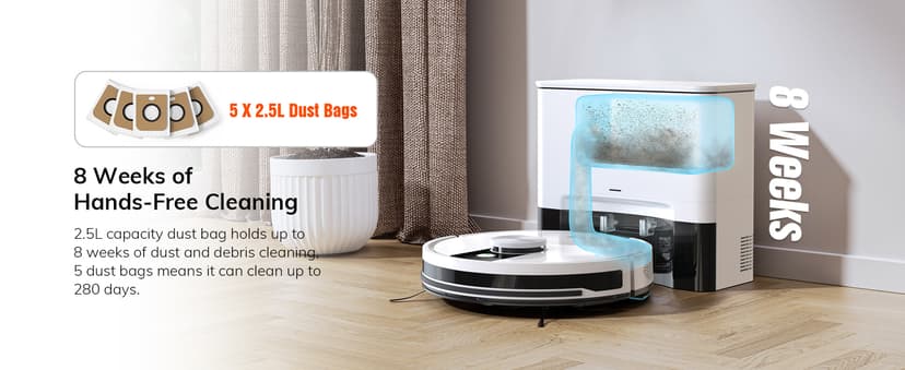 ILIFE A12 Pro Robot Vacuum and Mop Combo, Self Emptying Station for 60 Days, LiDAR Navigation, Home Mapping, No-Go Zones, 2.4G WiFi/App/Alexa/Remote Control, for Hard Floors, 110V