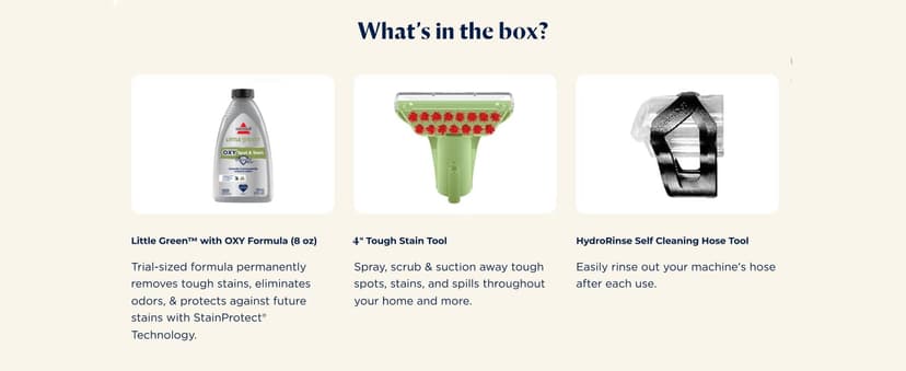 BISSELL Little Green Mini Portable Carpet and Upholstery Deep Cleaner, Car/Auto Detailer, with HydroRinse Self-Cleaning Tool and 4" Tough Stain Tool, Tea Green, 4075