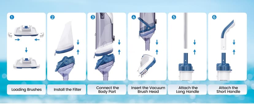 ENHULK Pool Vacuum for Above Ground Pools, 2025 Upgraded 13.4" Wide Head & Telescopic Pole, 18.5 GPM Suction, 60 Min Runtime, Cordless Handheld Rechargeable Pool Cleaner for Inground Pools (Blue)