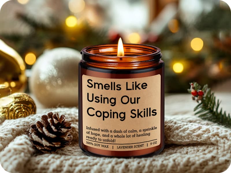 LEADO Funny Coping Skills Candle, Therapist Gifts - Mental Health, Graduation, Psychology, Christmas Gifts for Therapists, Social Worker, School Counselor, Psychologist, Women - Therapy Office Decor