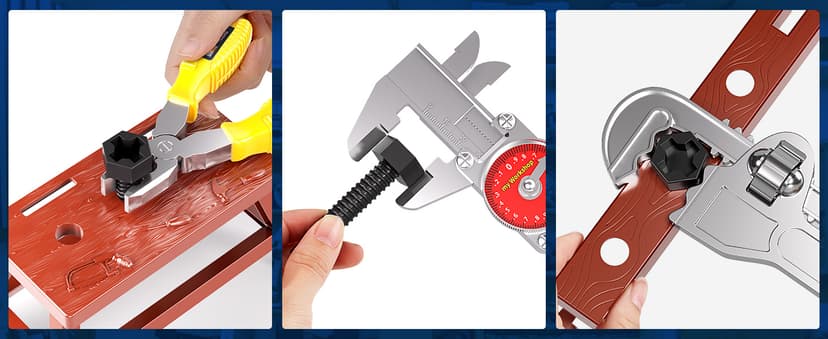 Deejoy Tool Set with Tool Box & Electronic Toy Drill, Pretend Play Kids Construction Kits for Kids Ages 3-5 Years Old, Toddler Boy Toys(Orange)