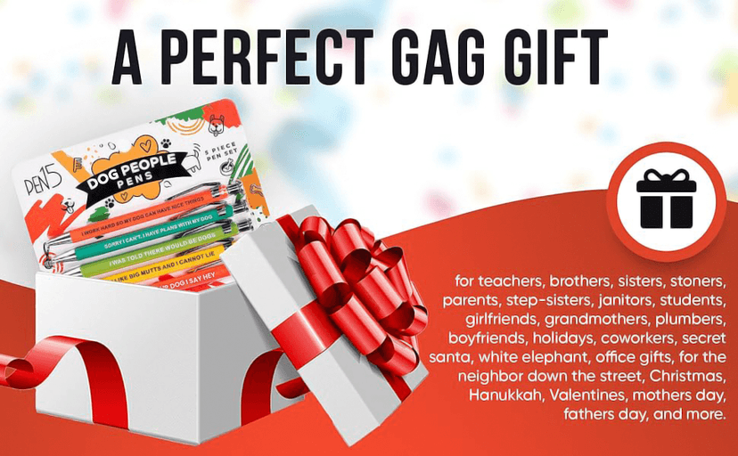 Funny Dog People Pens - Black Ballpoint Gag Gift Set for Dog Parents, Vet Techs, Pet Owners, and Coworkers