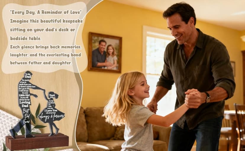 Dad Gifts from Daughter for Birthday Father's Day Christmas Valentine's Day Easter Present - Meaningful Sentimental Dancing Acrylic Plaque Keepsake Desk Decor for Bonus Step Papa Daddy