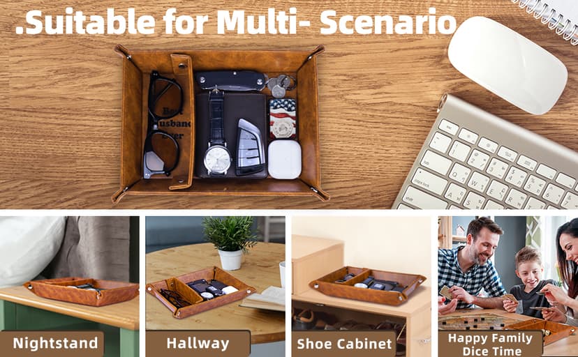 Best Husband Ever PU Leather Tray and Keychain, Men Anniversary Birthday Gifts Ideas for Husband Him Boyfriend Who Has Everything from Wife, Christmas Xmas Gifts Stocking Stuffers for Men Him