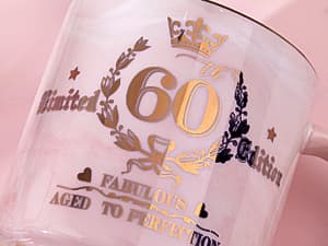 60th Birthday Gifts for Women - Fabulous 1965 Aged to Perfection Happy Birthday Mug - Limited Edition 60th Pink Coffee Mug Printed with Gold, Gift Idea for Turning 60 Years Old Women, Gift Boxed