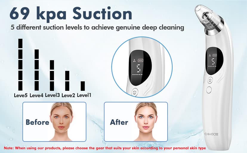 Blackhead Remover Pore Vacuum, Upgraded Black Head Remover for Face, Electric Acne Comedone Whitehead Extractor Tools-5 Suction Power, 5 Probes, USB Rechargeable Pimple Popper Tool Kit