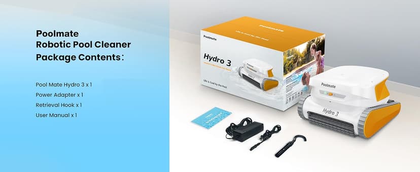 Hydro3 Robotic Pool Cleaner, 150W Cordless Pool Vacuum for Inground/upground Pool Max 861-1070 sq.ft, 200mins Runtime, 2xBrushless-Motor, 4.1L Filter Basket, Wall Climbing/Waterline Clean